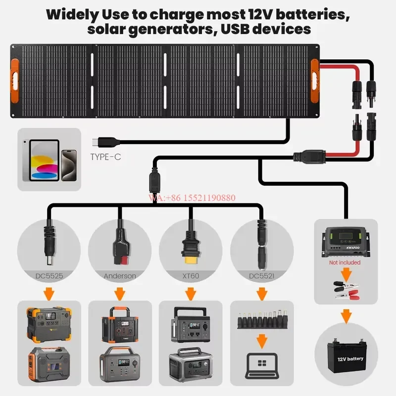 wmwmnu for Portable 200W 400W Foldable Solar Panel Used for Mobile Energy Storage and Power Supply Charging