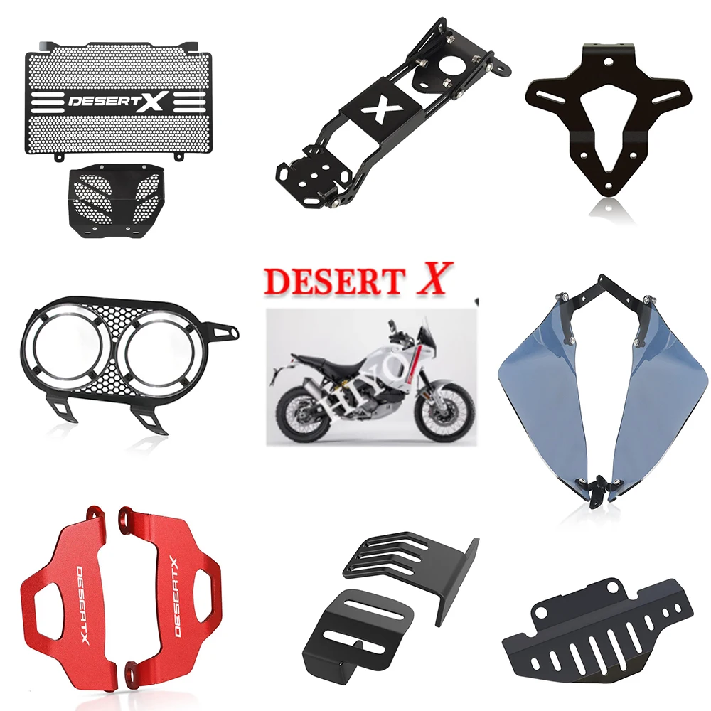 For Ducati Desert X DesertX LOGO License Plate Navigation GPS Support Mount Bracket HEADLIGHT Engine Guard Protector Cover