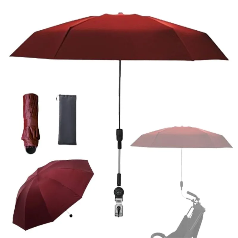 Clip-on Umbrella for Stroller Sunshade Steering Angle Handle Included Compact Lightweight Suitable for All Kinds of Strollers
