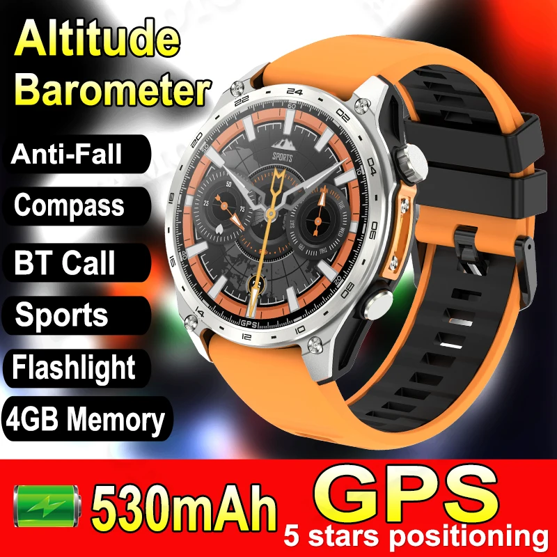

Cycling Running Smart Watch 4GB 1.43'' AMOLED Flashlight Men Women Outdoor Sports GPS Compass Camping Hiking Tools Smartwatch