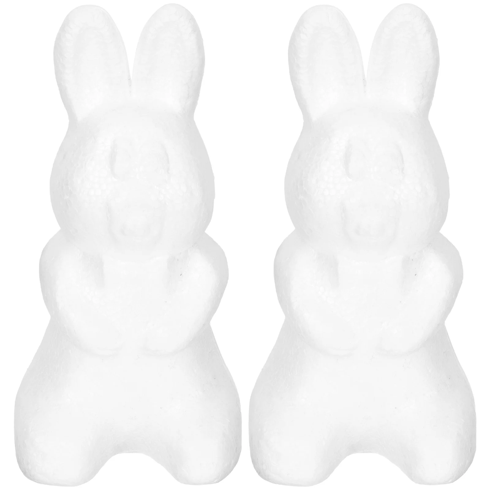 2Pcs Bunny Models DIY Unpainted Rabbits for Kids Easter Decor White Rabbit Craft White Bunny Decor