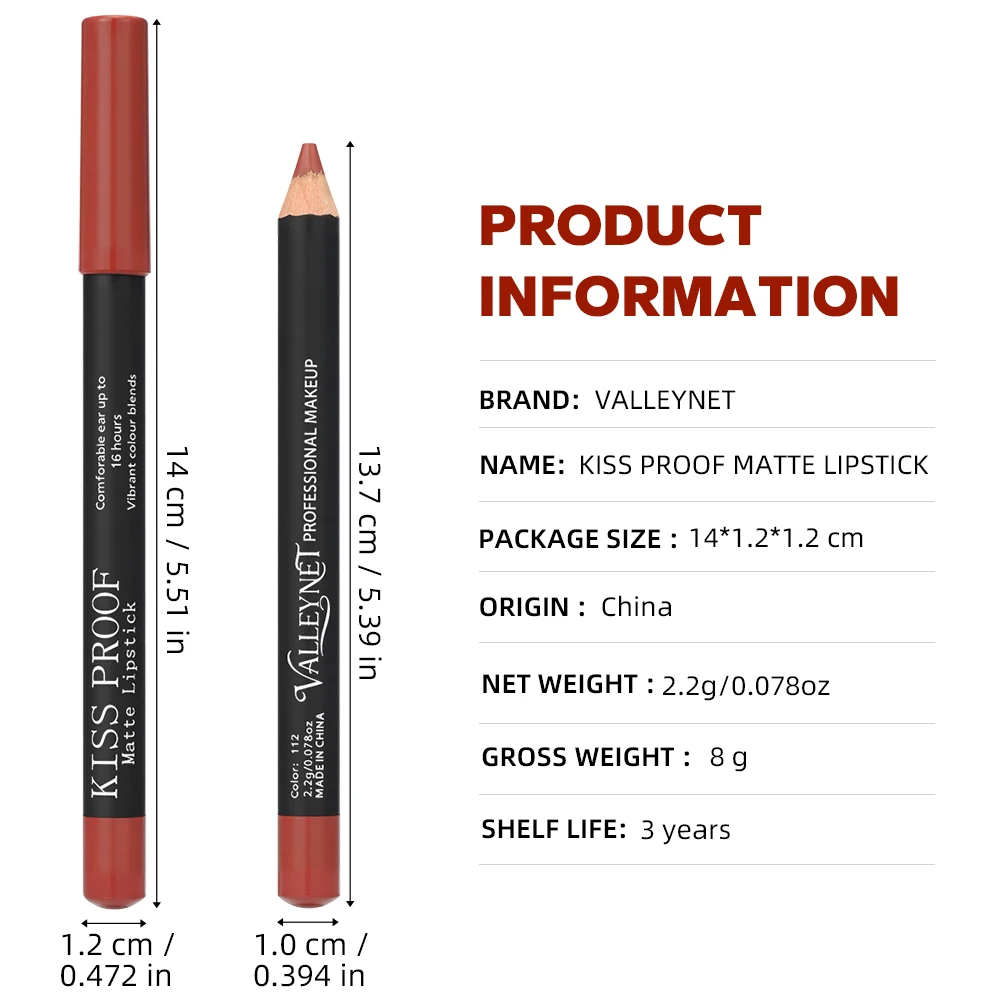 هدايا مستحضرات التجميل النسائية لعيد الشكر/عيد الميلاد: 12 لونًا من المخمل غير اللامع، قلم أحمر شفاه طبيعي ومقاوم للماء وسهل التلوين.