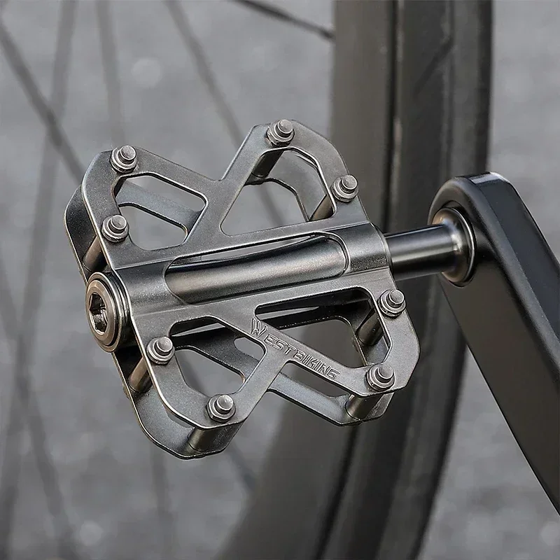 

WEST BIKING Lightweight All Titanium Alloy Bicycle Pedals Professional Road Bike Pedals Speed 3 Bearings Ultralight Racing Pedal