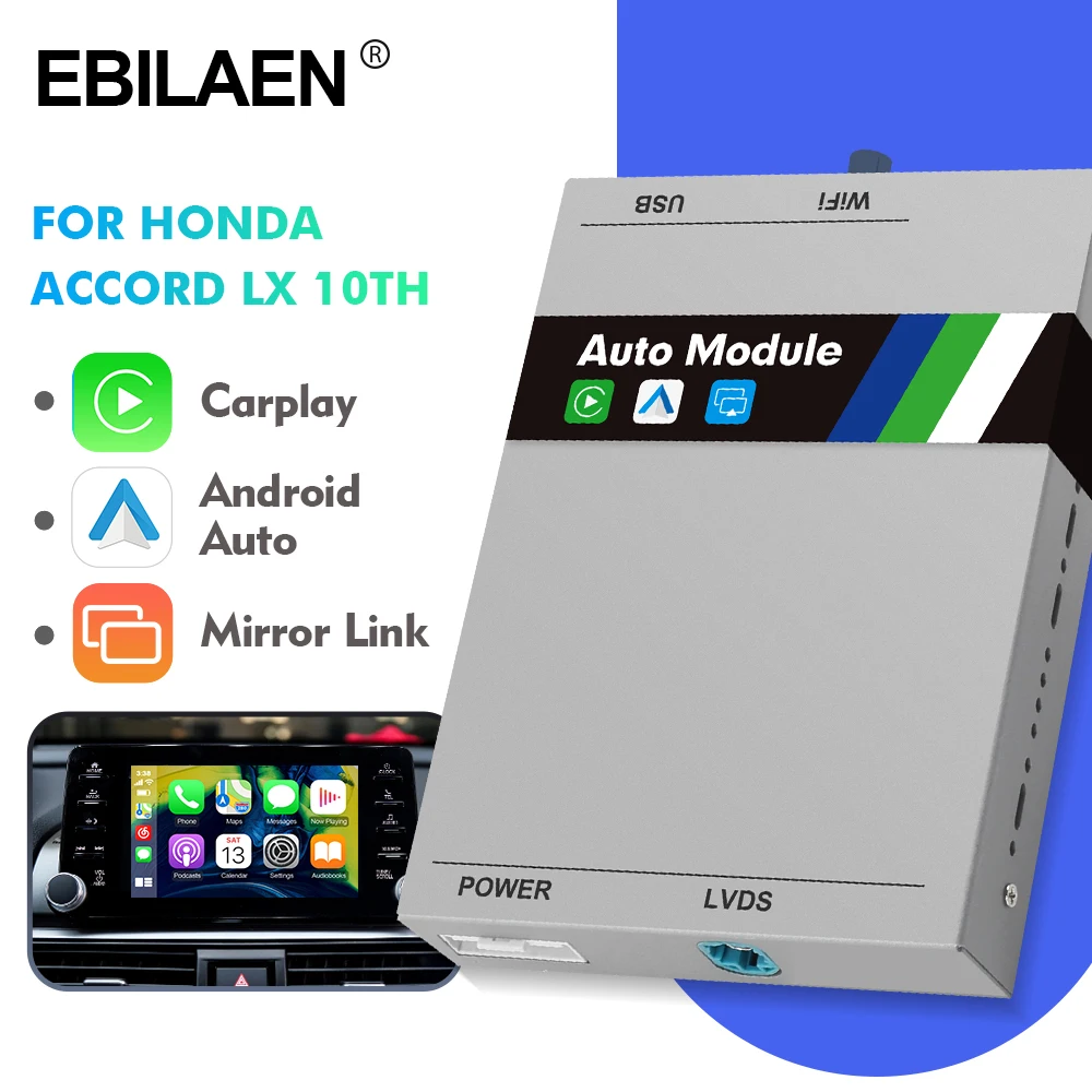 Wireless Carplay Android Auto Ｍodule Box For Honda Accord LX 10th INSPIRE Generation 2018-  Mirror Link Navigation Camera  USB