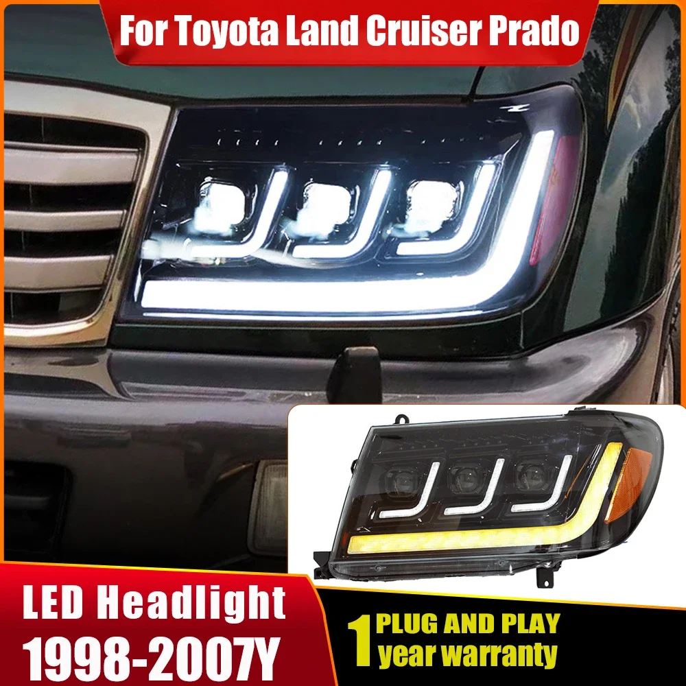 

Автомобильный бампер, фара для Toyota Land Cruiser Prado, фара Lc100 4500/4700 LED1998 ~ 2007, аксессуары для передних фар Prado