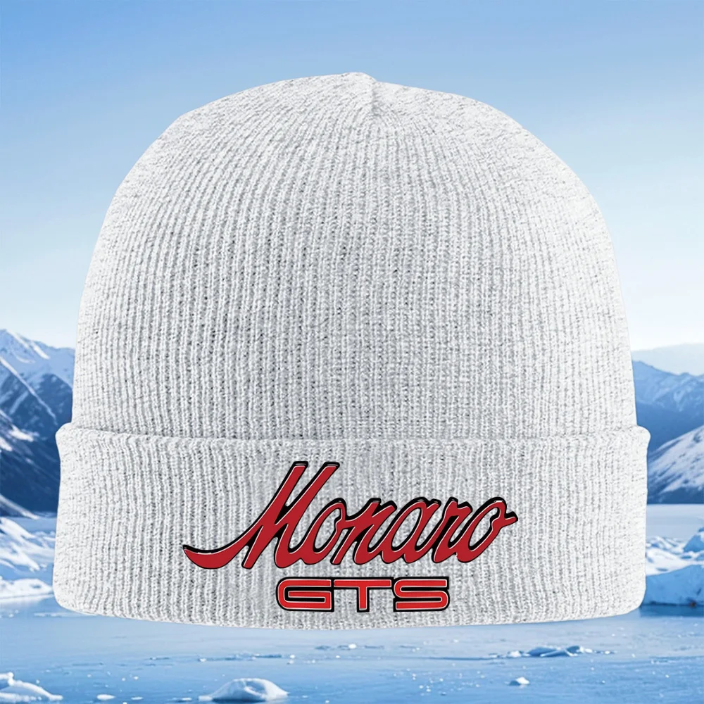 Monaro GTS elegante diseño de logotipo de texto hombres mujeres Unisex sombrero de punto gorro Jersey gorra invierno térmico cálido Navidad al aire libre Cycli