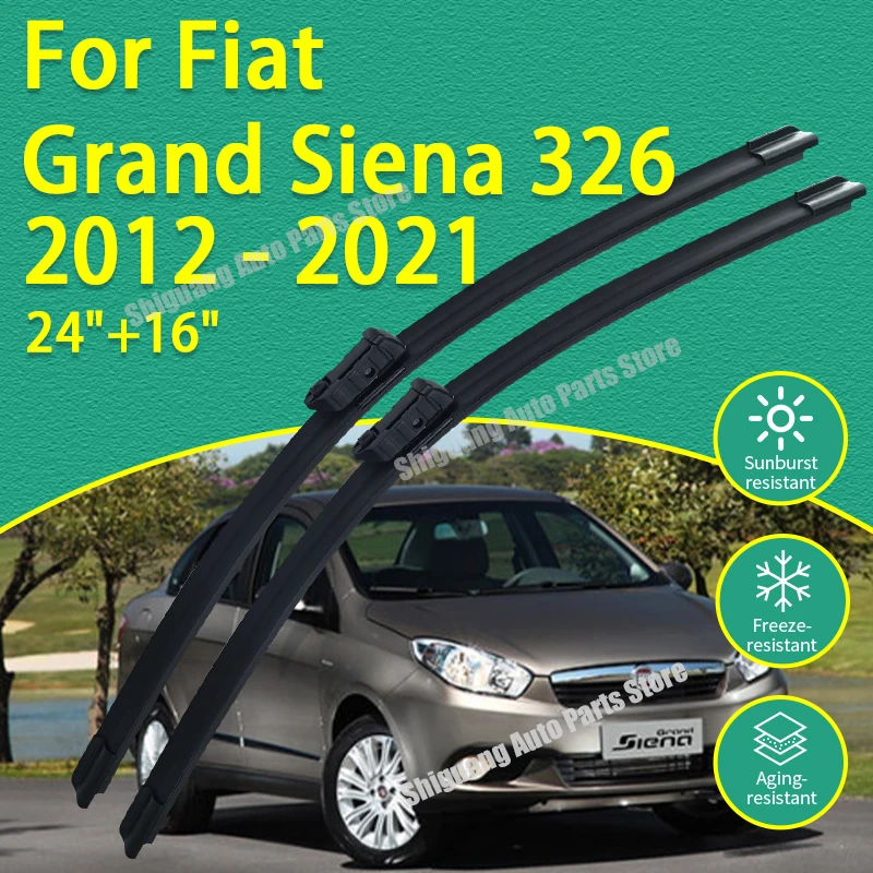 Limpiaparabrisas Delanteros con Revestimiento de Silicona para Fiat Grand Siena 326 2012-2021, Accesorios para Limpiaparabrisas, 2013 2014