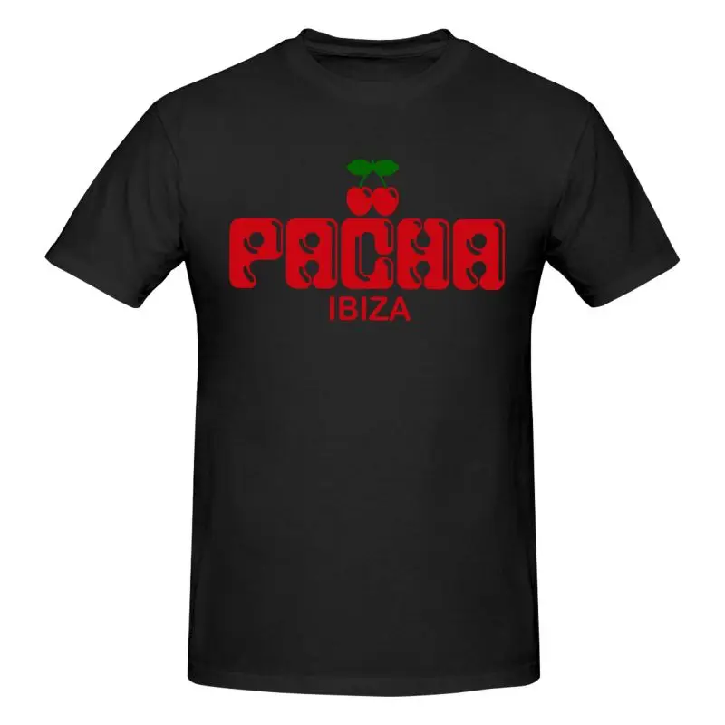 Preppy Cherry PACHA IBIZA Print T Shirt Men Large Size Cotton Casual T-shirts Summer Short Sleeve Tops Tees Mens Streetwear
