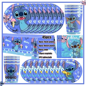 Disney Lilo Stitch Birthday Party Trang trí, Aloha Paper Napinks, bát đĩa, kính, khăn trải bàn, đồ dùng bóng, vòi hoa sen cho trẻ em, mới 6 Bán hàng chính Alohas - №6