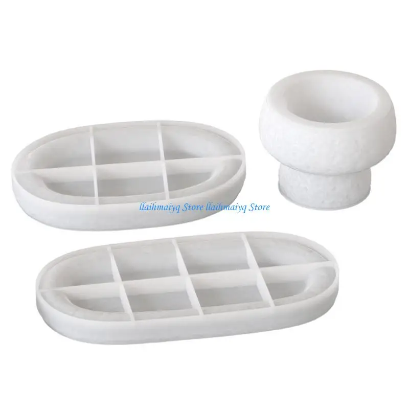 

573B Flexible Silicone Storage Tray Mold Oval Shaped Plate Cup Mould Epoxy Resin Mold for Home Decoration Making