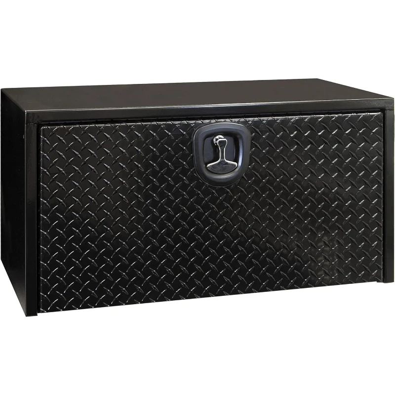 Black Steel Truck Tool Box With Aluminum Diamond Tread Door, 18 x 18 x 36 Inch, Made In The USA, Truck Box