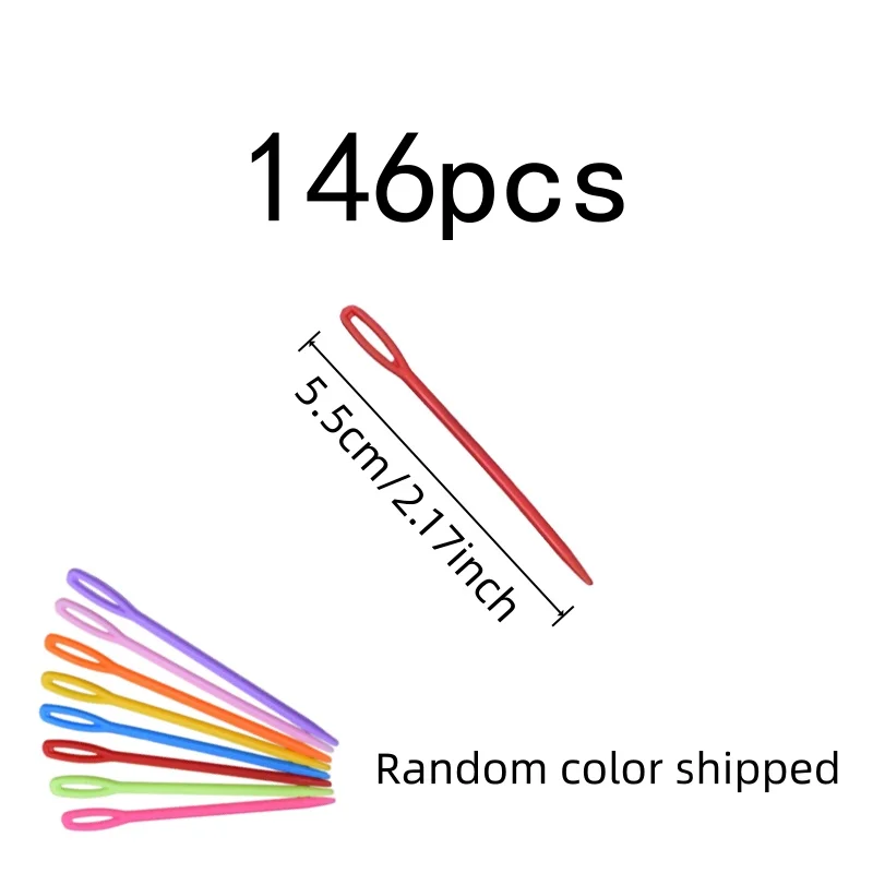 146 pcs 5.5cm Blunt Tip Sewing Needles, Large Eye Easy Threading, DIY Craft Projects Kids Sewing Learning
