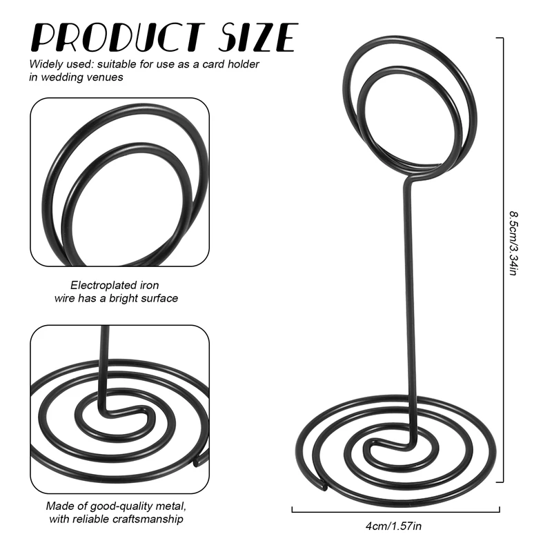 24 Pack Table Number Holder Wedding Table Name Card Holder Clips Picture Memo Note Photo Stand (Black)