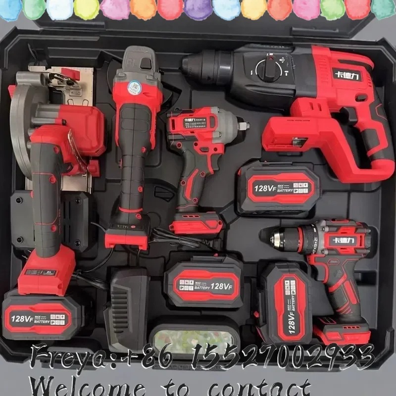 Brushless Power Tools 4-piece Multifunctional Set Lithium Battery Impact Drill Angle Grinder Electric Hammer Electric Wrench