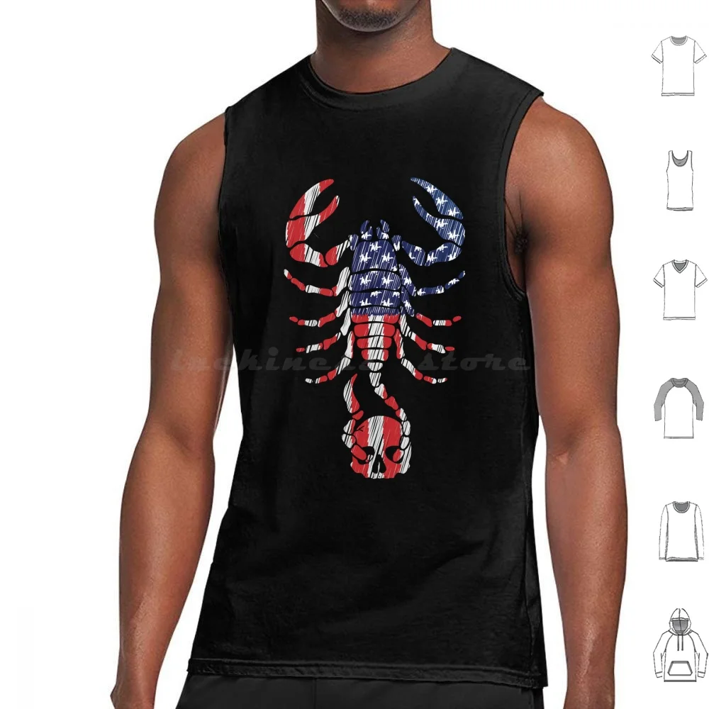 Scorpion Scorpio Zodiac Usa American Flag Tank Tops Print Cotton Scorpion Birthday November October Astrology Signs