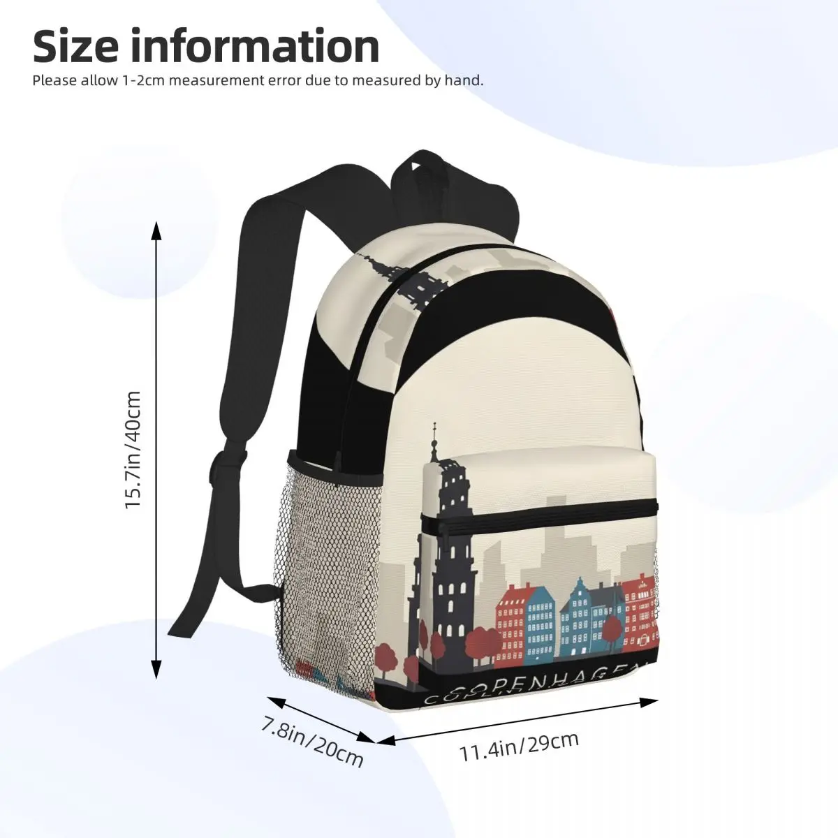 حقيبة ظهر كوبنهاغن للسفر أيقونة Daypack سعة كبيرة للأولاد والبنات حقيبة كتب مدرسية حقائب كتف للرجال والنساء #3