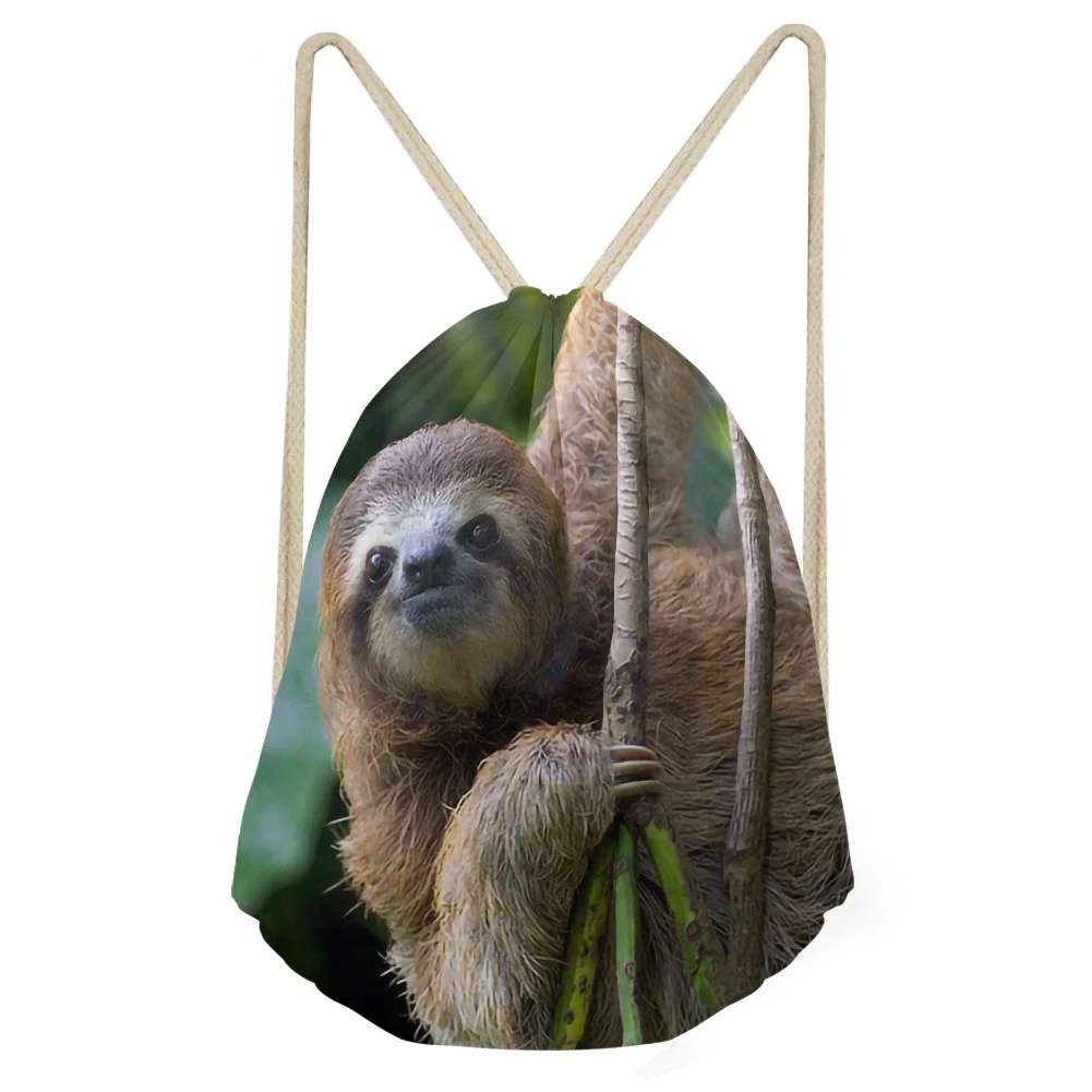 Animal Alpaca Sloth Print Fabric Bag String Customizable Logo Bag Children Women's Bag 2022 Trend Travel Storage Small Backpack