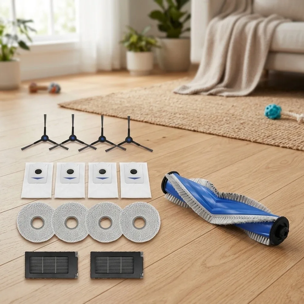 Roller Brush Side Brush Filter Dust Bag Mop Cloth Set Compatible with For Bosch Spotless Max BCRDW3B BCRDW3BAB BCRDW3BX