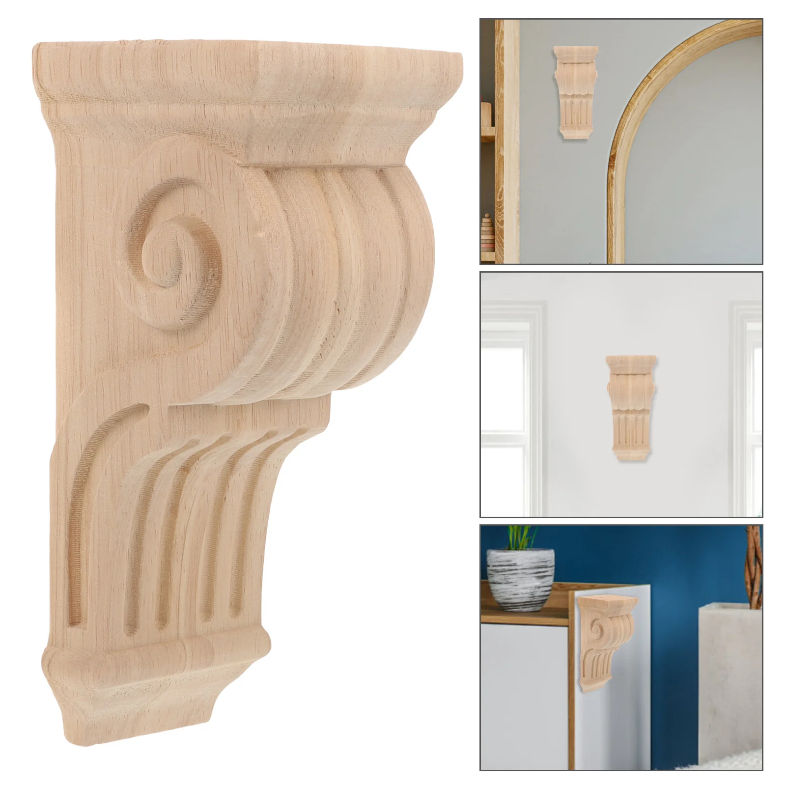 

Solid Wood Decorative Roman Column Corner Applique Corbel for Wall Furniture Wood Overlay Trim Corbels Decorative