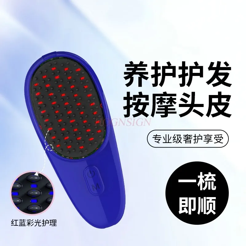 Electric Wireless Massage Comb Red Blue Light Photon Therapy Hair Growth 3 Levels Head Scalp Massager Anti Hair Loss Care