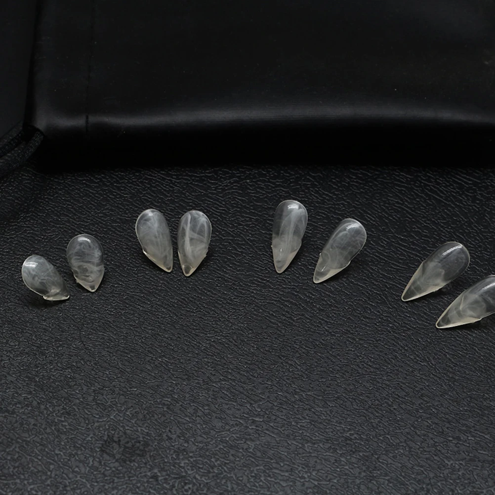 

4 Pcs Resin Vampire Fake Teeth Transparent Fangs 13mm 15mm 17mm 19mm Halloween Cosplay Party Costume Props Scare Prank Creative