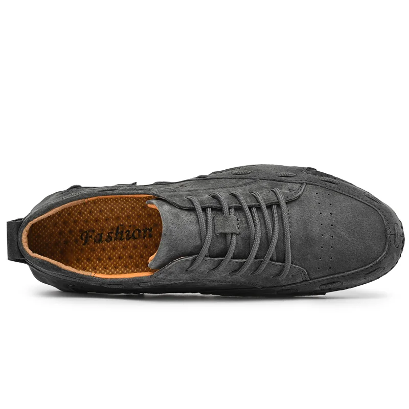 Suede Leather Casual Shoes Men Handmade Flat Sneakers Men Plus Size 38-48 Super Soft Moccasins Footwear