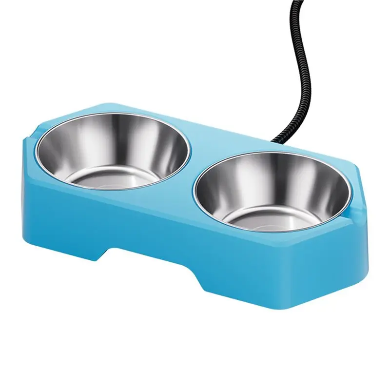 LNHF Chew-Resistant Cord Double Removable Stainless Steel Bowls Freeze-Proof Water & Food US Plug