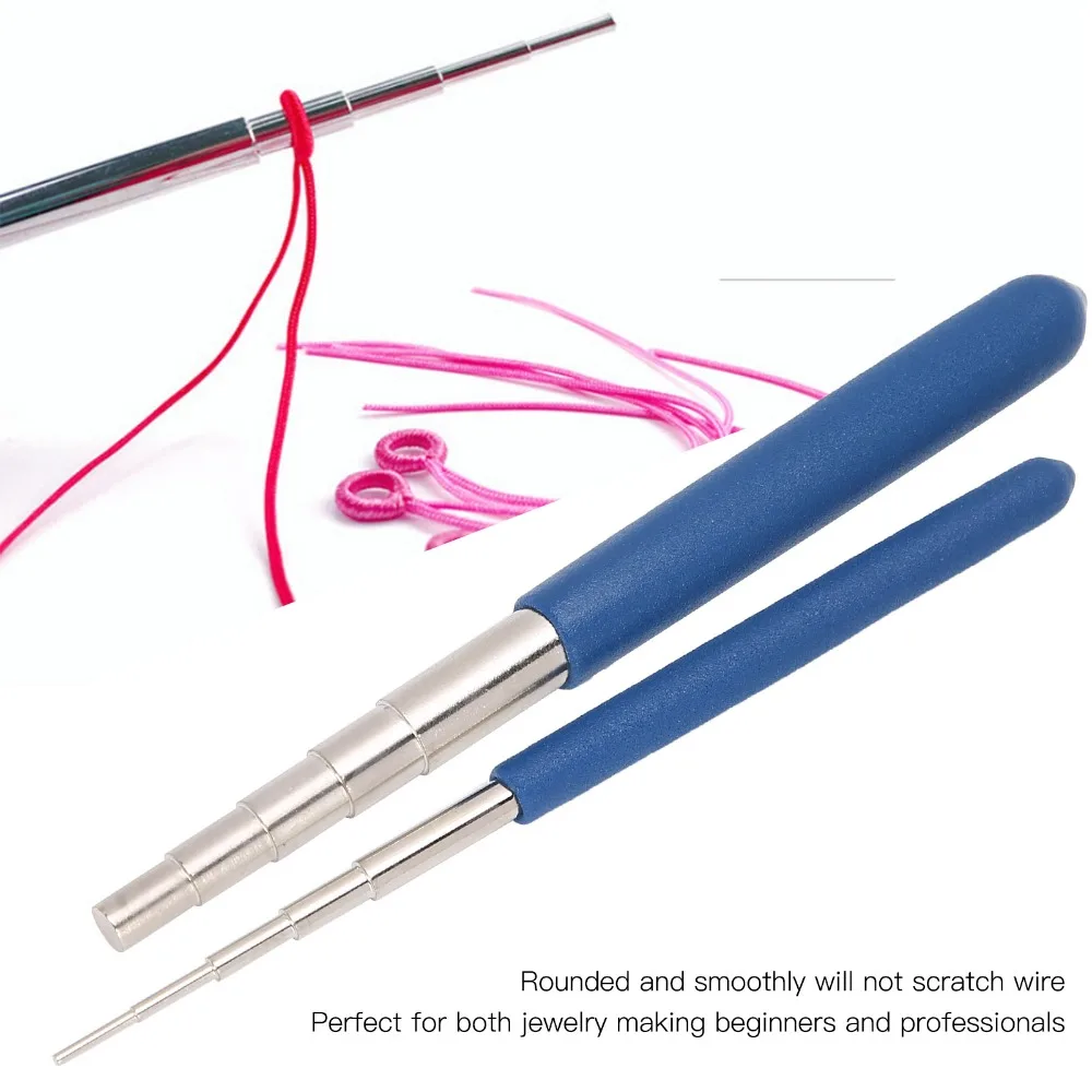 2PCS Carbon Steel Wire Wrapping Mandrels Round 10 Sizes Jump Ring Mandrel Step Mandrel Micro 1.5mm-10mm Coil Jig Tool