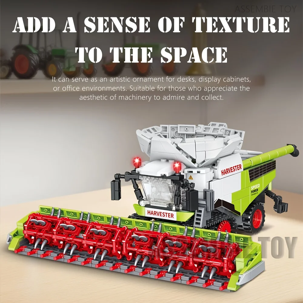 

Combine Harvester Building Blocks, Modern Agricultural Machinery Model, DIY STEM Assembly Toy for Collectors