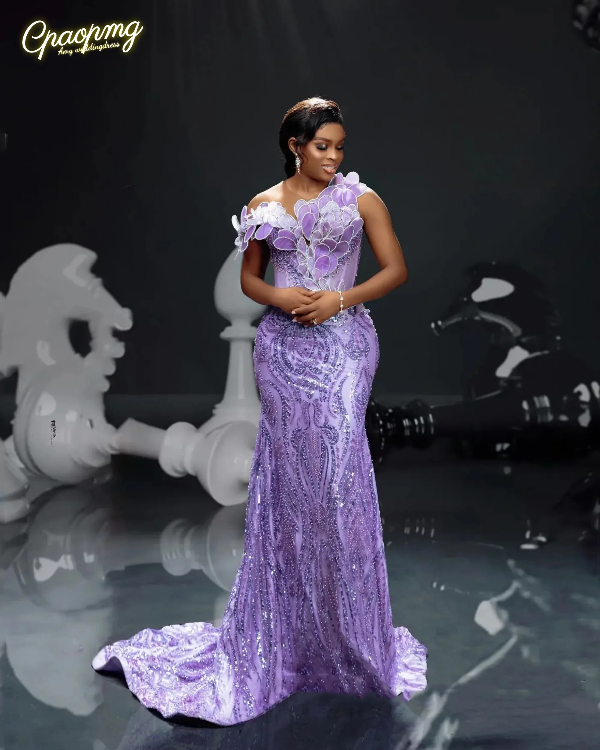 

Лавандовые вечерние платья русалки по индивидуальному заказу, вечерние платья с кристаллами из бисера и прозрачным вырезом, роскошное кружевное платье для выпускного вечера со стразами и цветочным принтом