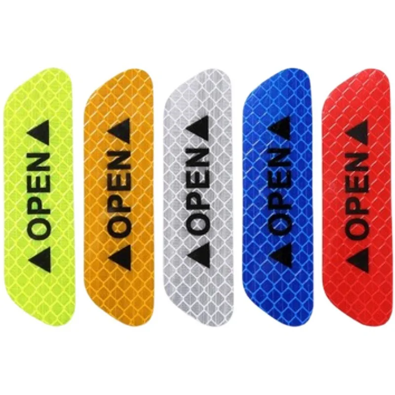 4Pcs/Set Door Open Warning Reflective Stickers Night Visibility Safety Auto Anti-Collision Protective Strips Decal For Car Truck