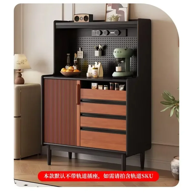 Solid Wood Dining Side Cabinet Medieval Retro Style Wall Integrated Household Wine Cabinet Rack