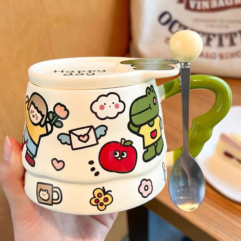 

Birthday Gift Ceramic Mug with Lid Water Cup Office Girls' Cup Home Drinking High Beauty Coffee Cup