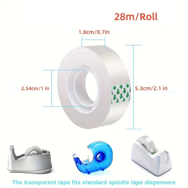 2pcs  Gift Packaging and Office Transparent Tape Rolls - Transparent Tape for Crafts, Home and School Use