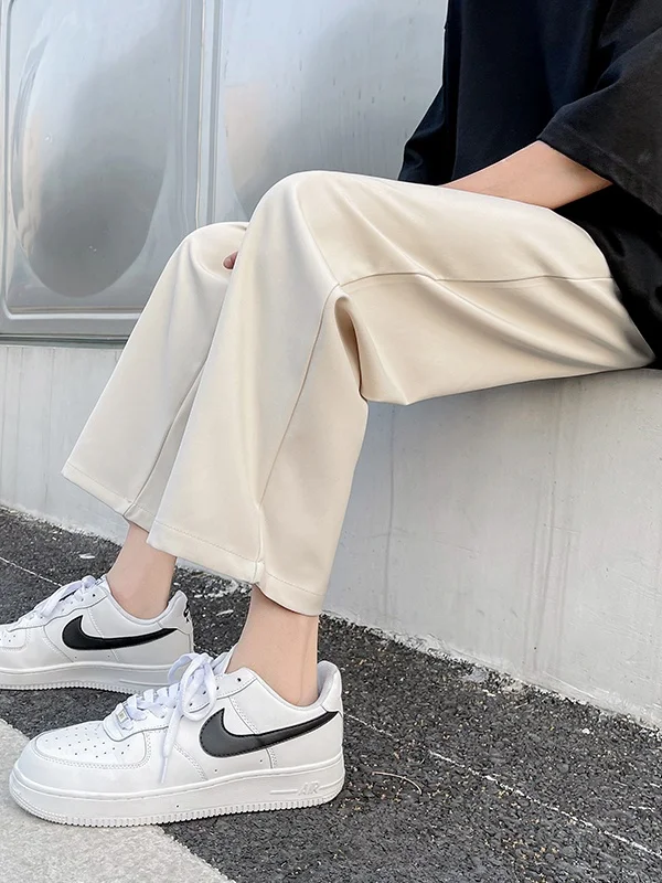 

Летние тонкие брюки из ледяного шелка для мужчин: повседневные, прямые, широкие, свободного кроя, в стиле Harlan Port, укороченные (до щиколотки)