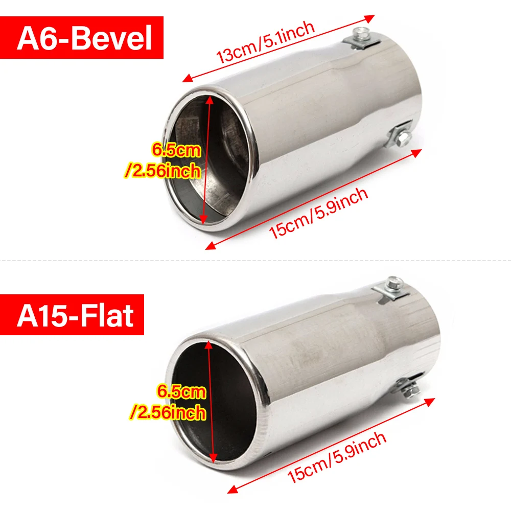 Universal Car Exhaust Pipe Tip Muffler Steel Stainless Trim Tail Tube Vehicle Auto Replacement Parts
