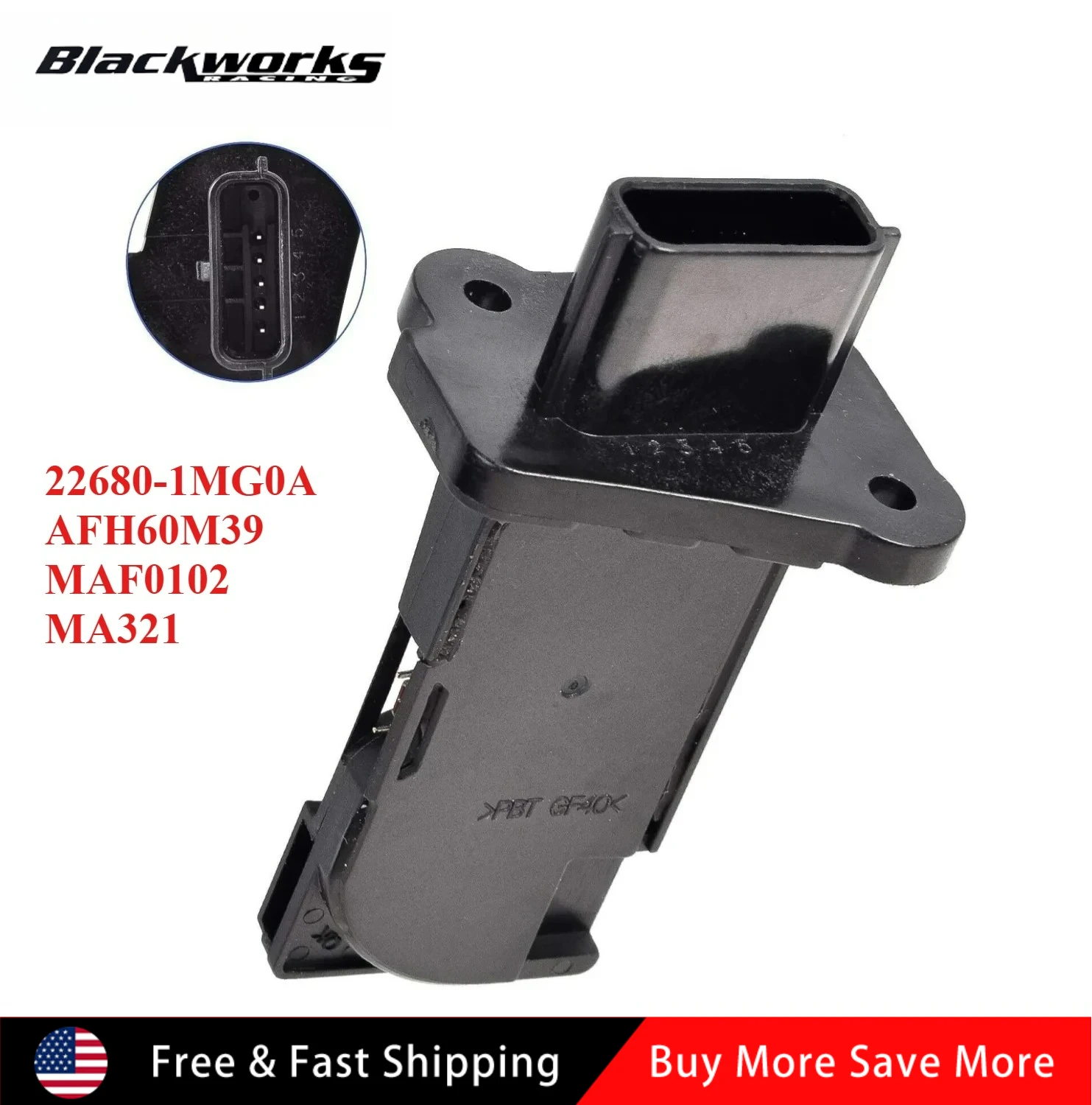 

Датчик расхода воздуха, черный для Nissan Altima 2.5/Sentra 1.8 Mass 2013-2015 22680-1MG0A, AFH60M39, MAF0102, MA321