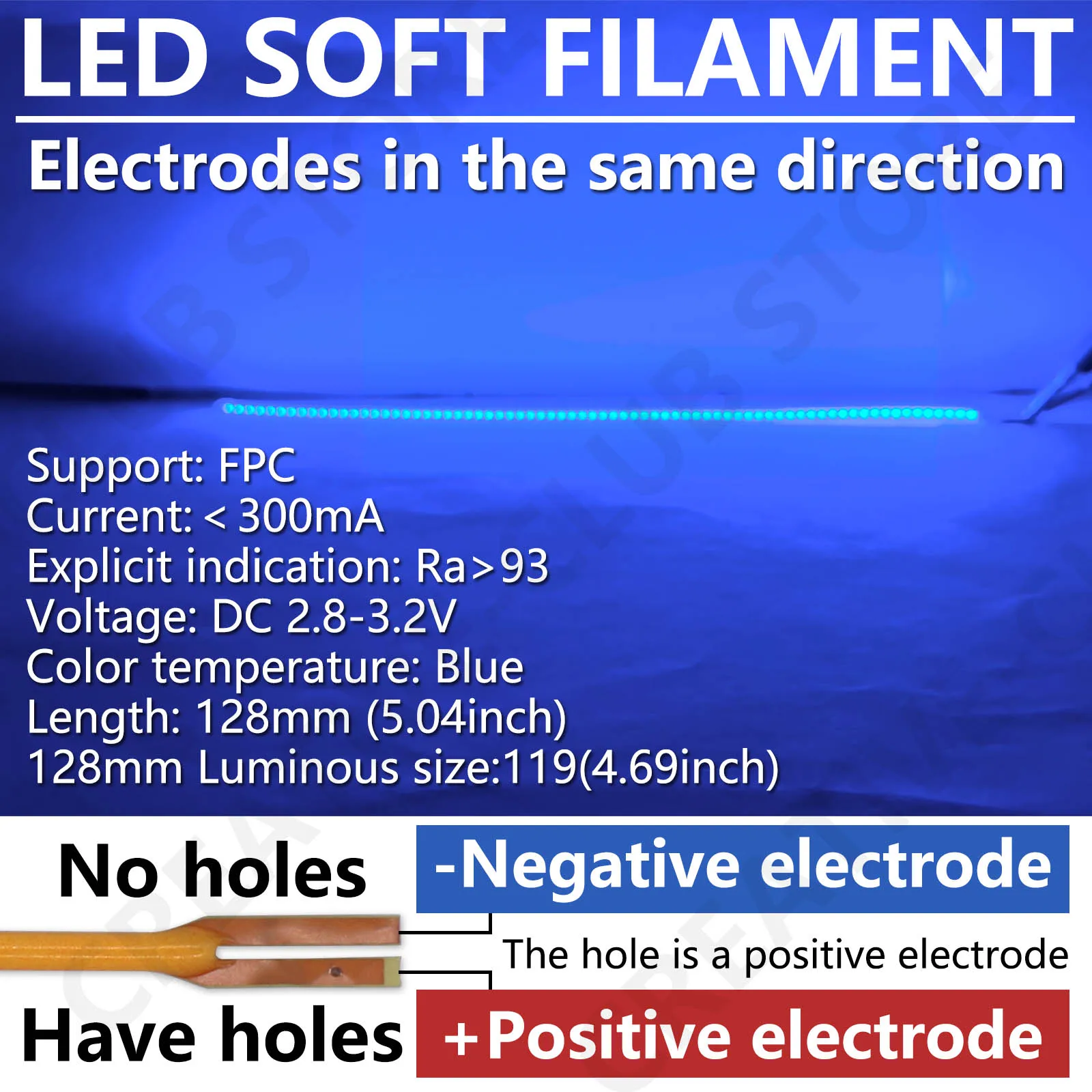 3V COB LED Elastyczna elektroda żarnika w tym samym kierunku 128mm Retro Żarówka Edisona Części lampy Dioda LED Akcesoria dekoracyjne