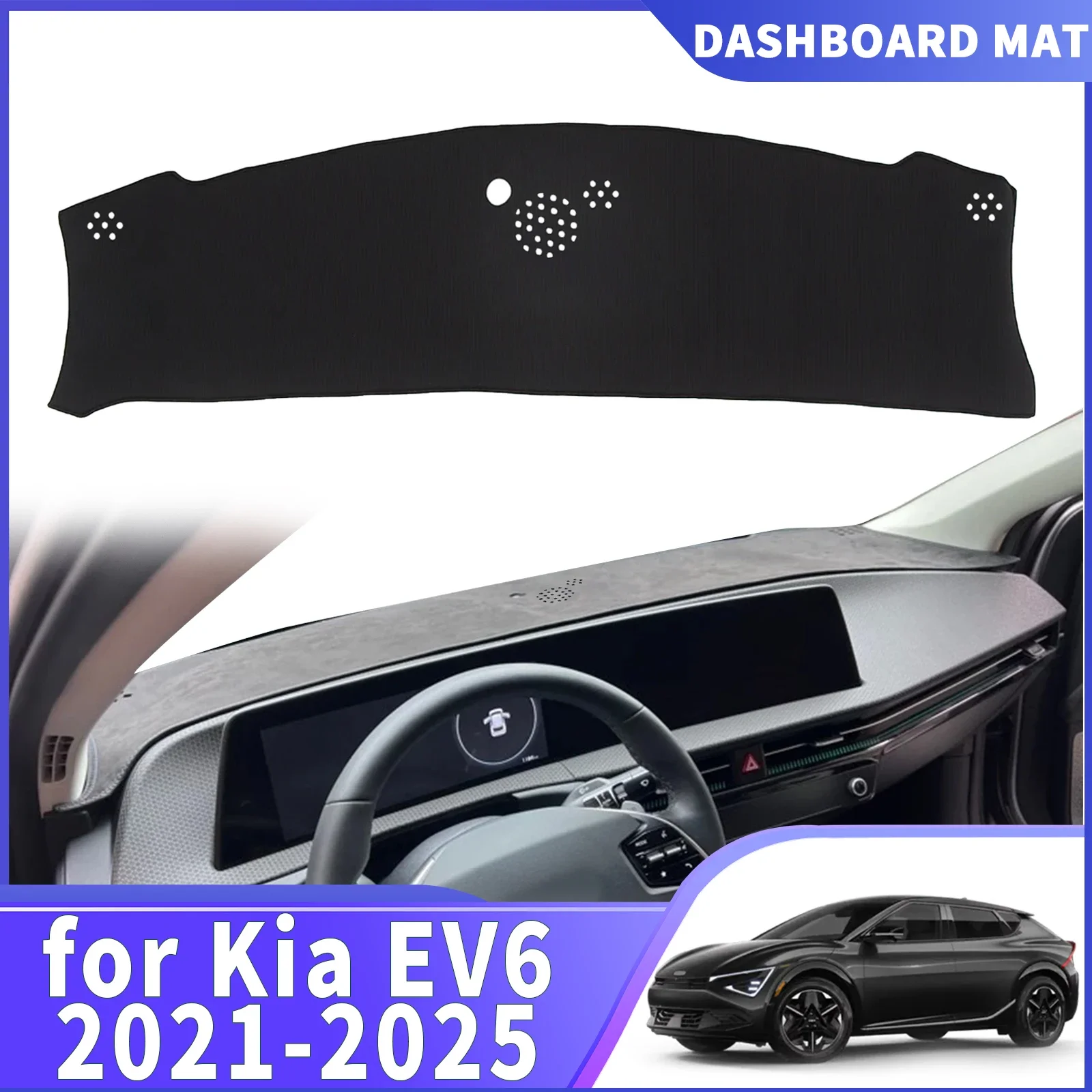 

For Kia EV6 Air GT GT-Line 2021-2025 Car Dashmat Accessories Dashboard Cover Pad DashMat Sunshade Protective Carpet