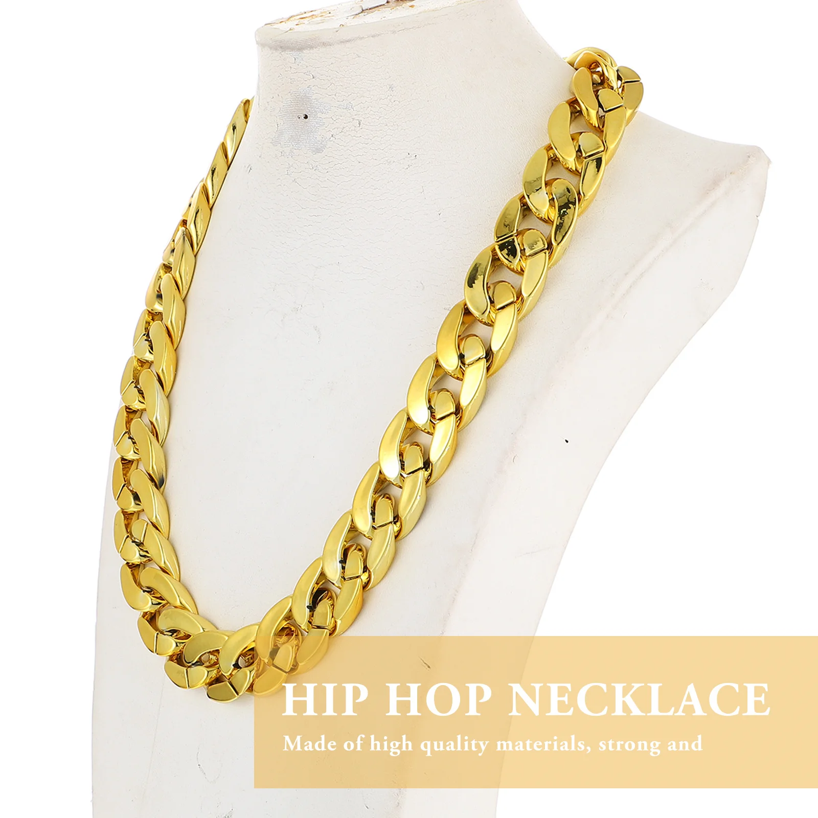 

4 Pcs Big Chains Golden Necklace Boy Jewelry Male Decorative Novelty Large