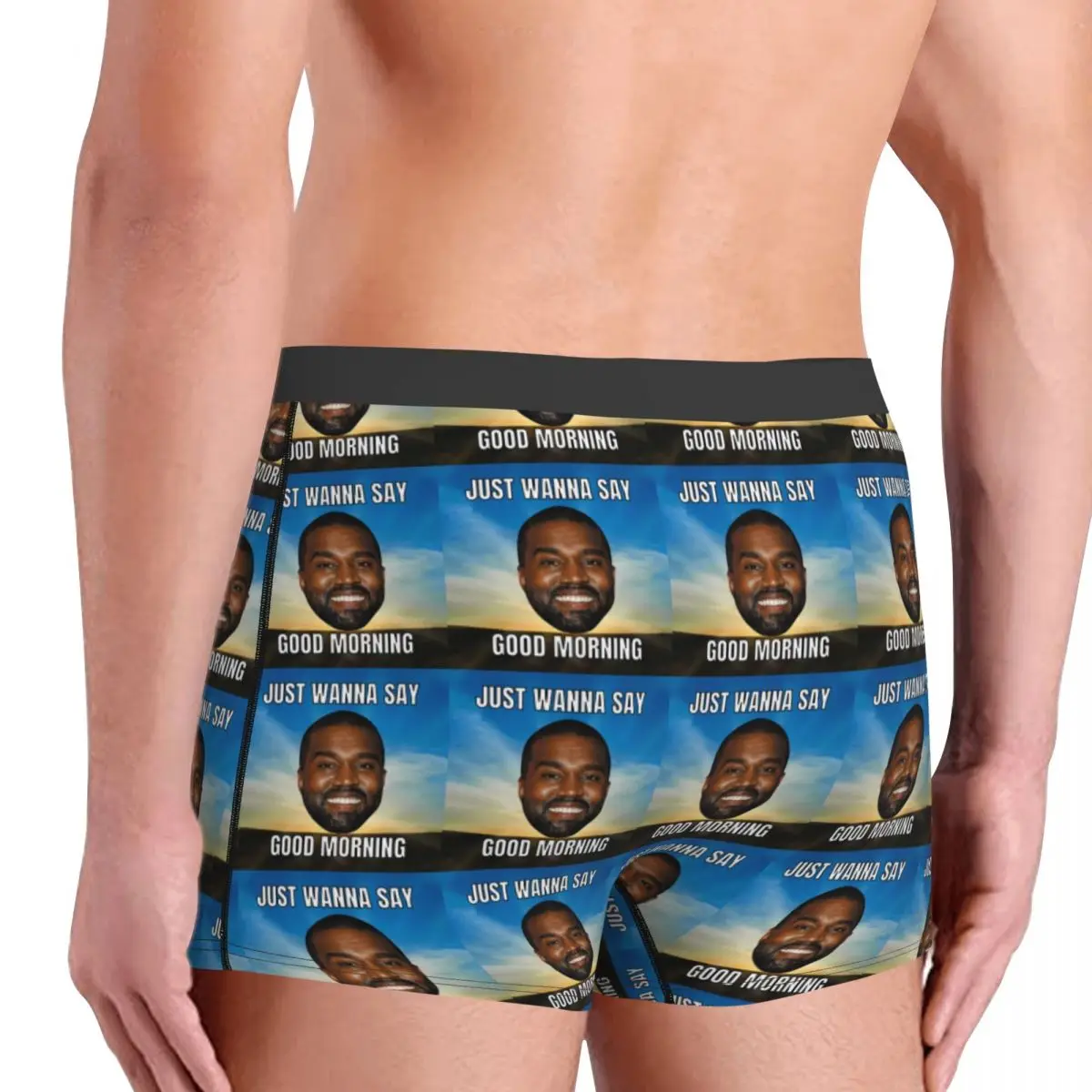 Sexy Male Fashion Funny Kanye West Good Morning Meme Underwear Boxer Briefs Men Stretch Shorts Panties Underpants