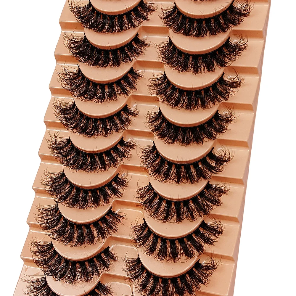 10 Pairs Russian Strip Eyelashes Thick Slender Fluffy False Eyelashes Daily Thick Eye End Lengthening Messy Lashes