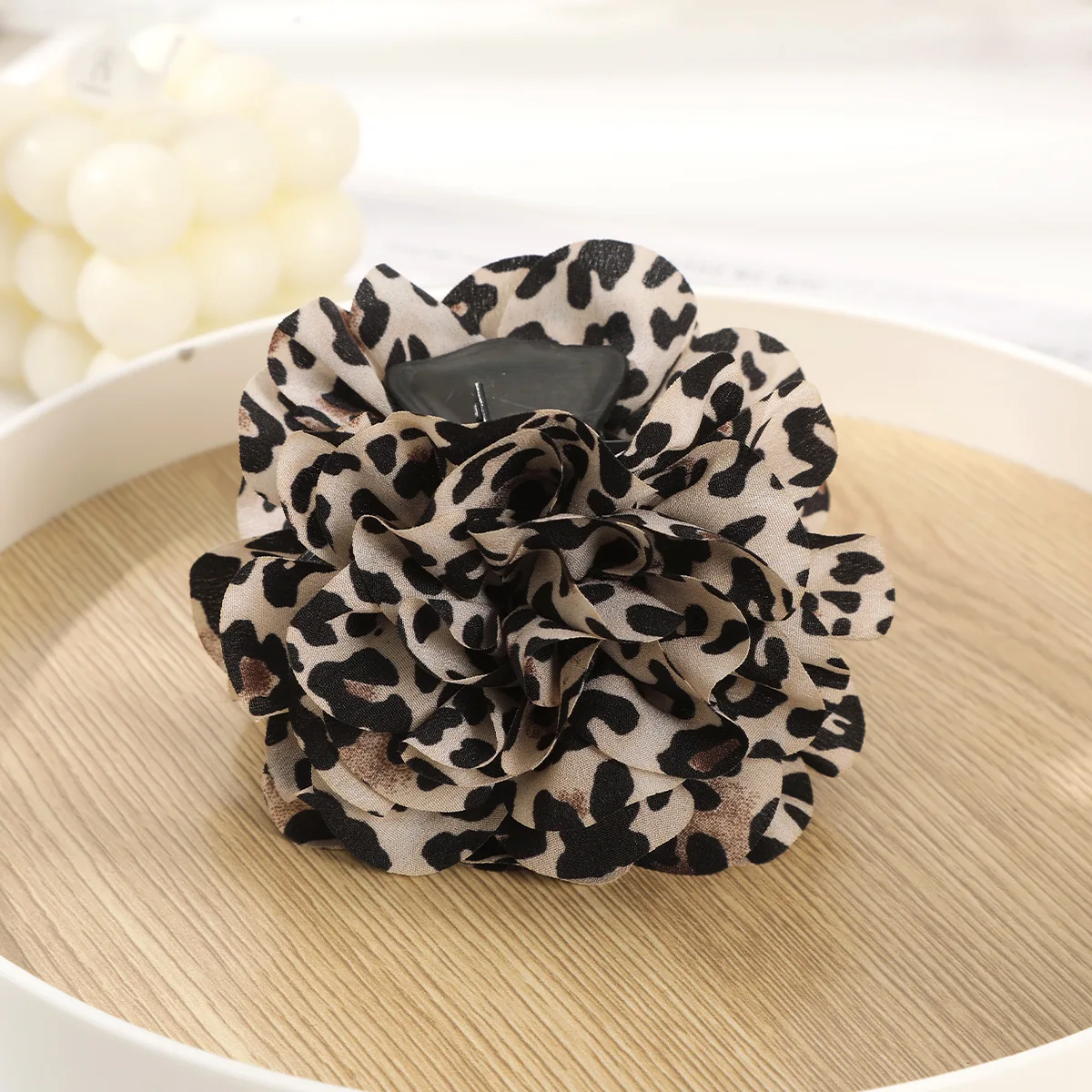 Elegant & Retro! Leopard - print Camellia Hair Clips - Stylish Fabric for Women. Hand - wash Only. Ideal for Fall & Winter. image 5