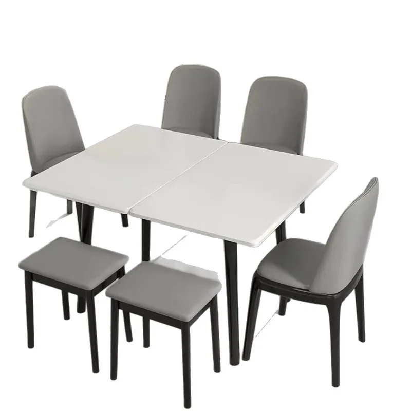 

Slate folding dining table, household, small apartment solid wood retractable, modern simplicity, light luxury dining table