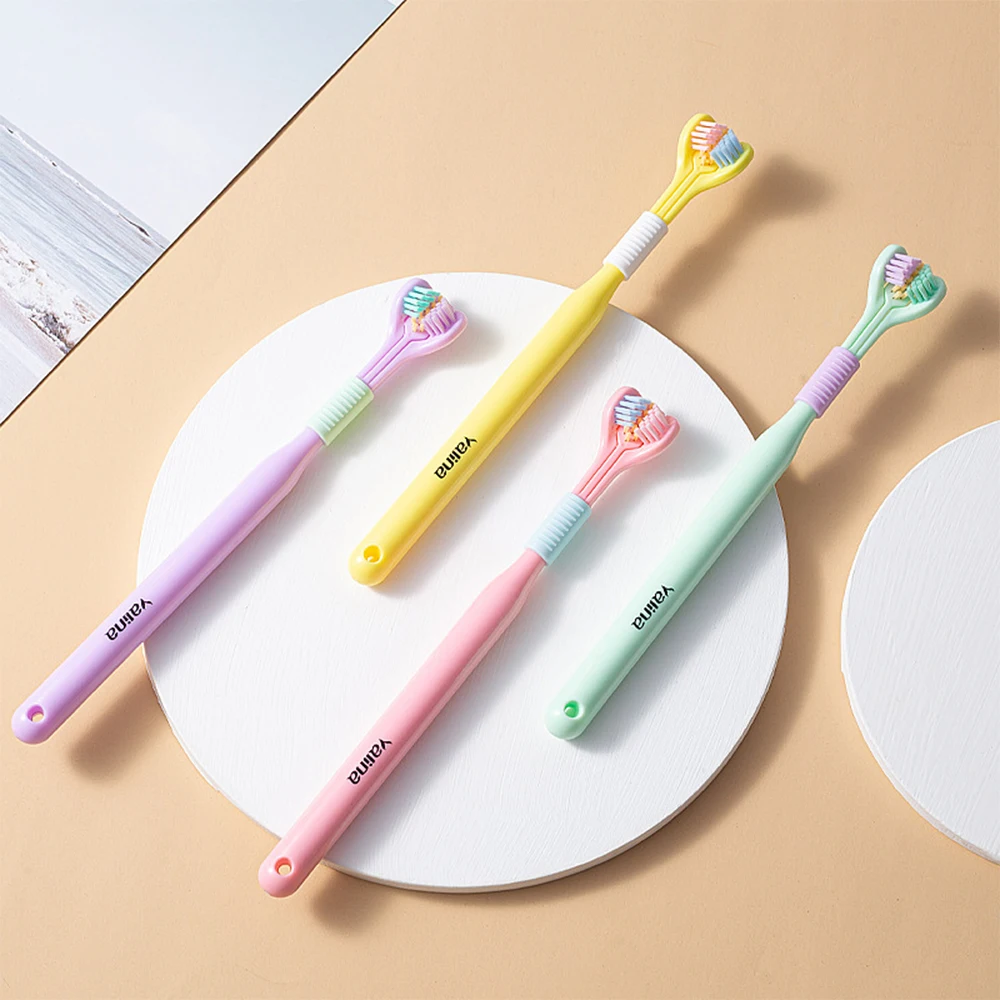 Oral Care Adult Teeth Brushes Teeth Deep Cleaning 4 Colors Oral Care Three Sided Toothbrush Tongue Scraper Personal Care