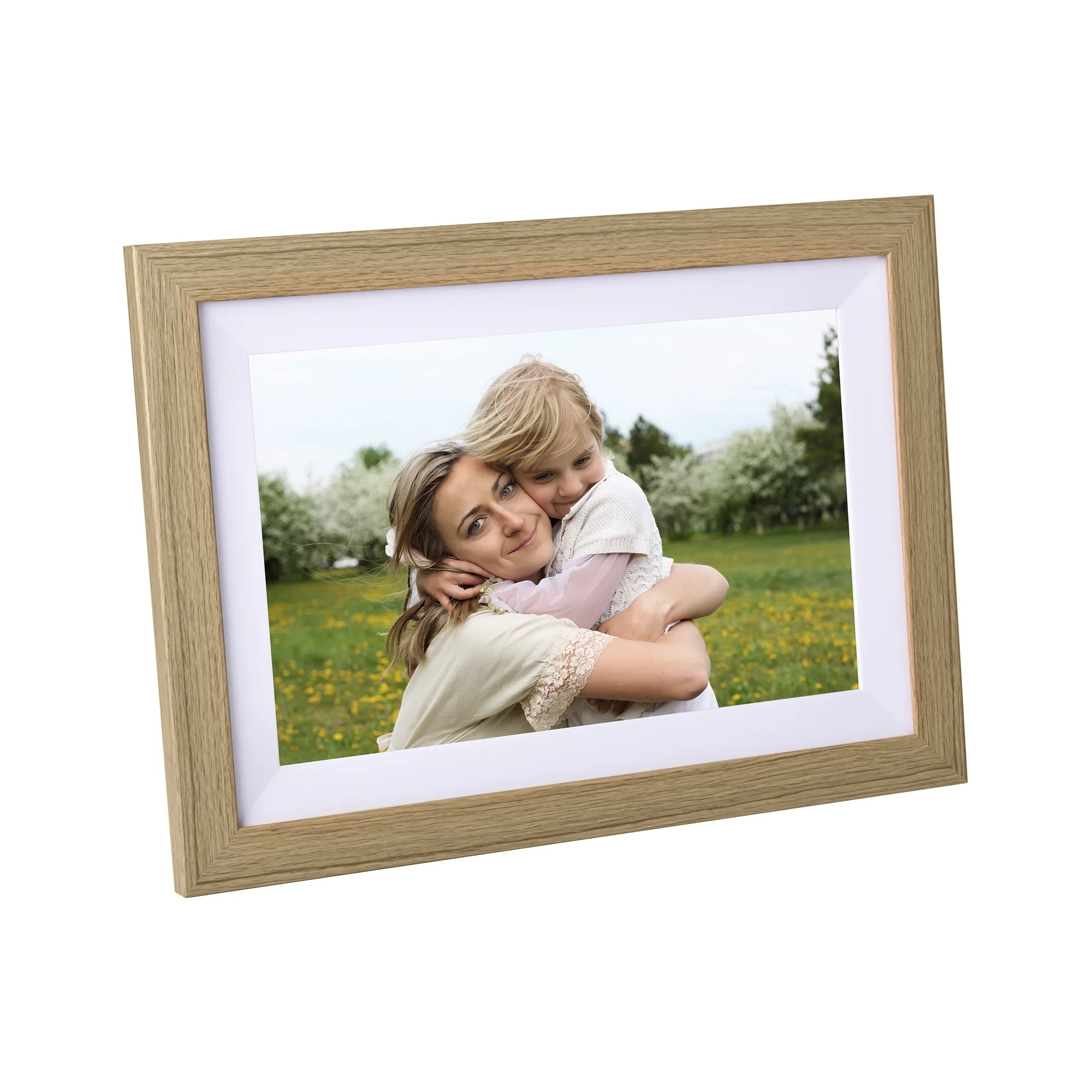 

2026 New 10-Inch Wall Mounted Wood Digital Photo Frame Smart HD Display WiFi Touch Screen Video Playback Audio MP3 Clock Functio