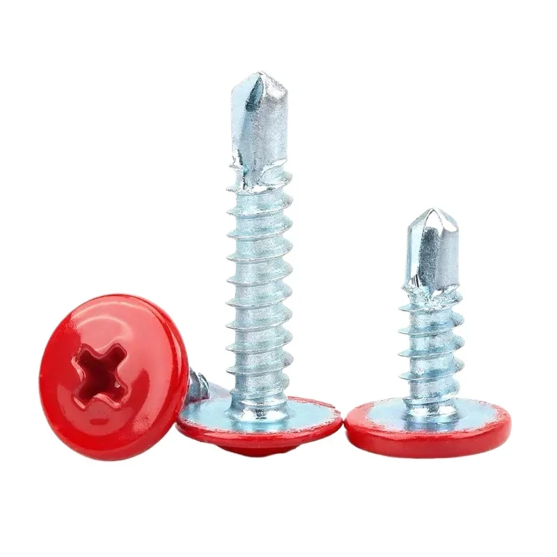 50szt Okrągła Głowica Czerwona Środkowa Śruby Samogwintujące Śruby z łbem krzyżowym Podkładka do wiertarki Warszawskiej Długość Dovetai Phillips Wiercenie kratownicy