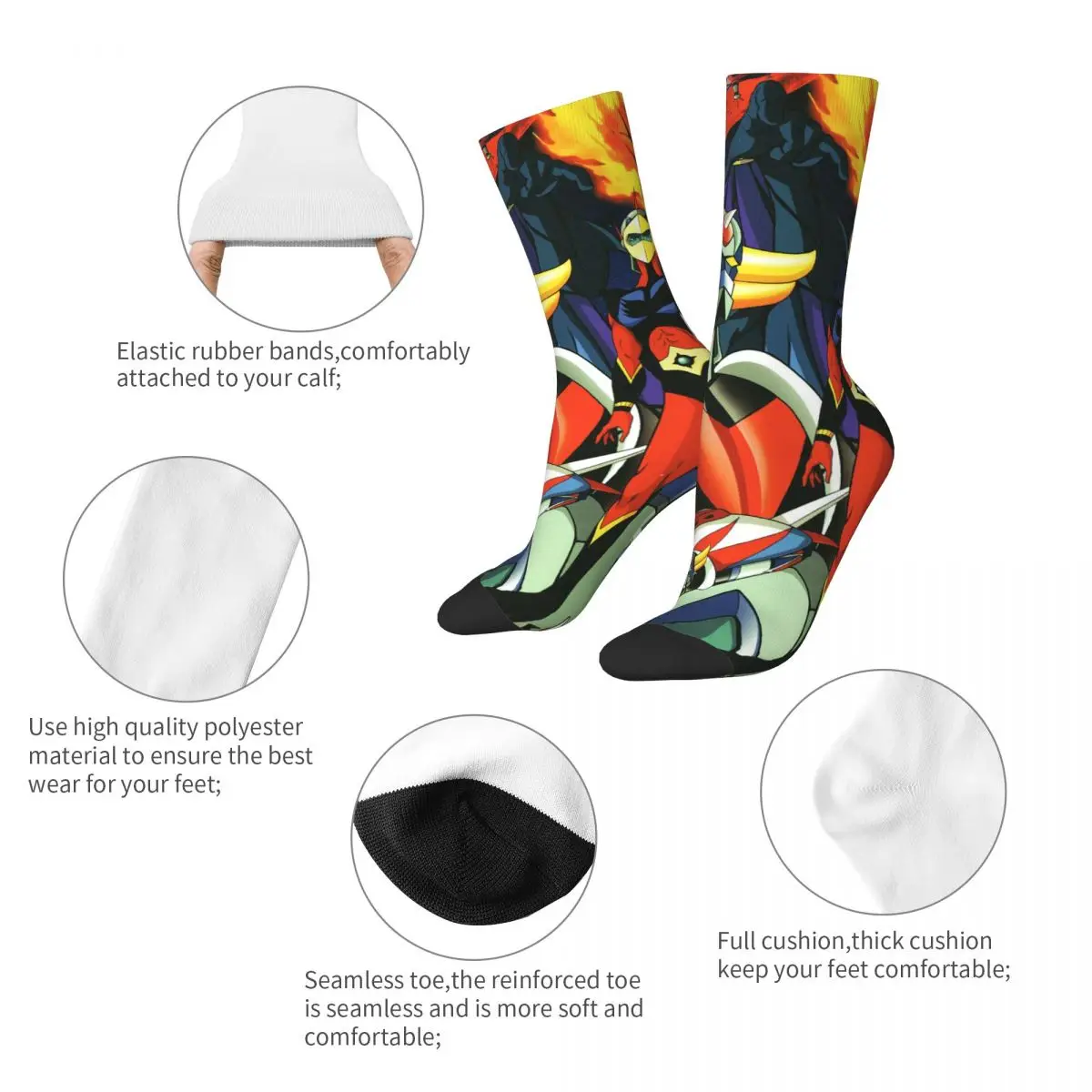 Autumn Winter Cool Unisex Goldorak Actarus Mazinger Z Socks UFO Robot Grendizer Anime Sweat Absorbing Football Socks