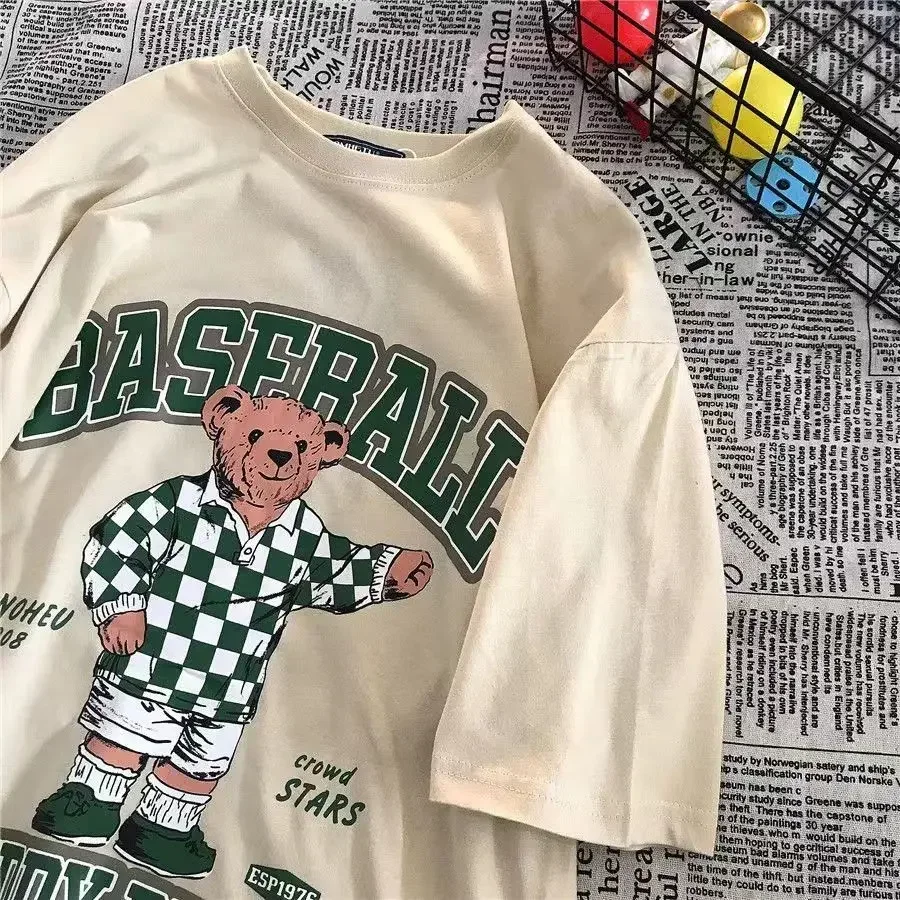 

Summer Creative Pattern Letter Short Sleeve T-shirt Vintage Loose and Versatile Harajuku BF Style Couple Men and Women Tops Y2k