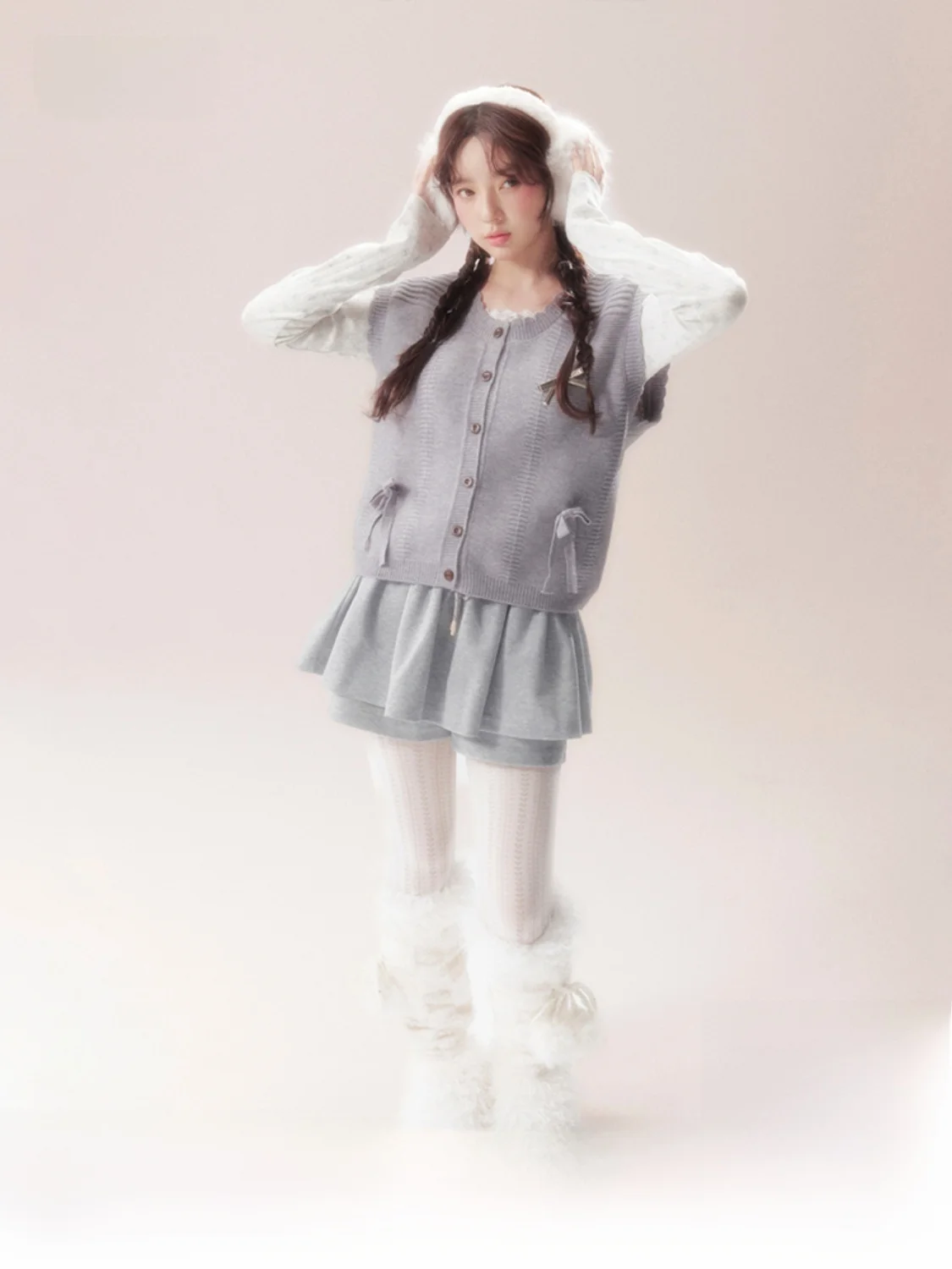 

AooRaa оригинальный дизайн Moonlight Sonata Knot жилет свитер с плечами топ осень зима Новое поступление сладкий свободный ...